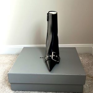 🔥NIB Balenciaga Buckle Boots Square Heel Black Stilleto EU sz:37.5
